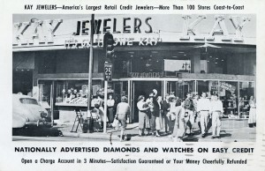 Kay Jewelers, 580 Foothill Blvd., Hayward, California, old postcard mailed in 1956  